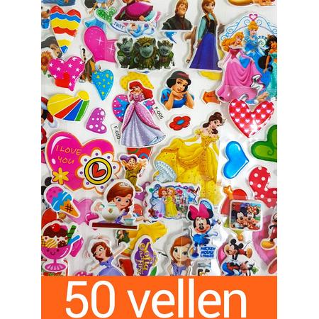 Stickers 50 Vellen voor Kinderen Meisjes | 3D Foam Frozen Disney Prinses | KMST007